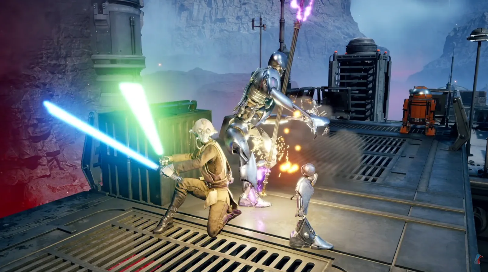 A Jedi Operator engaged in close combat during a tactical mission